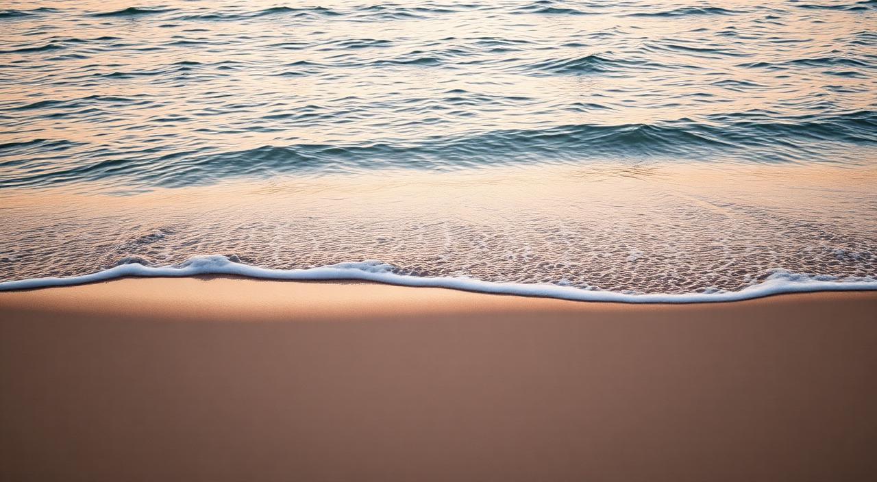Calm tide meeting the shore at golden hour